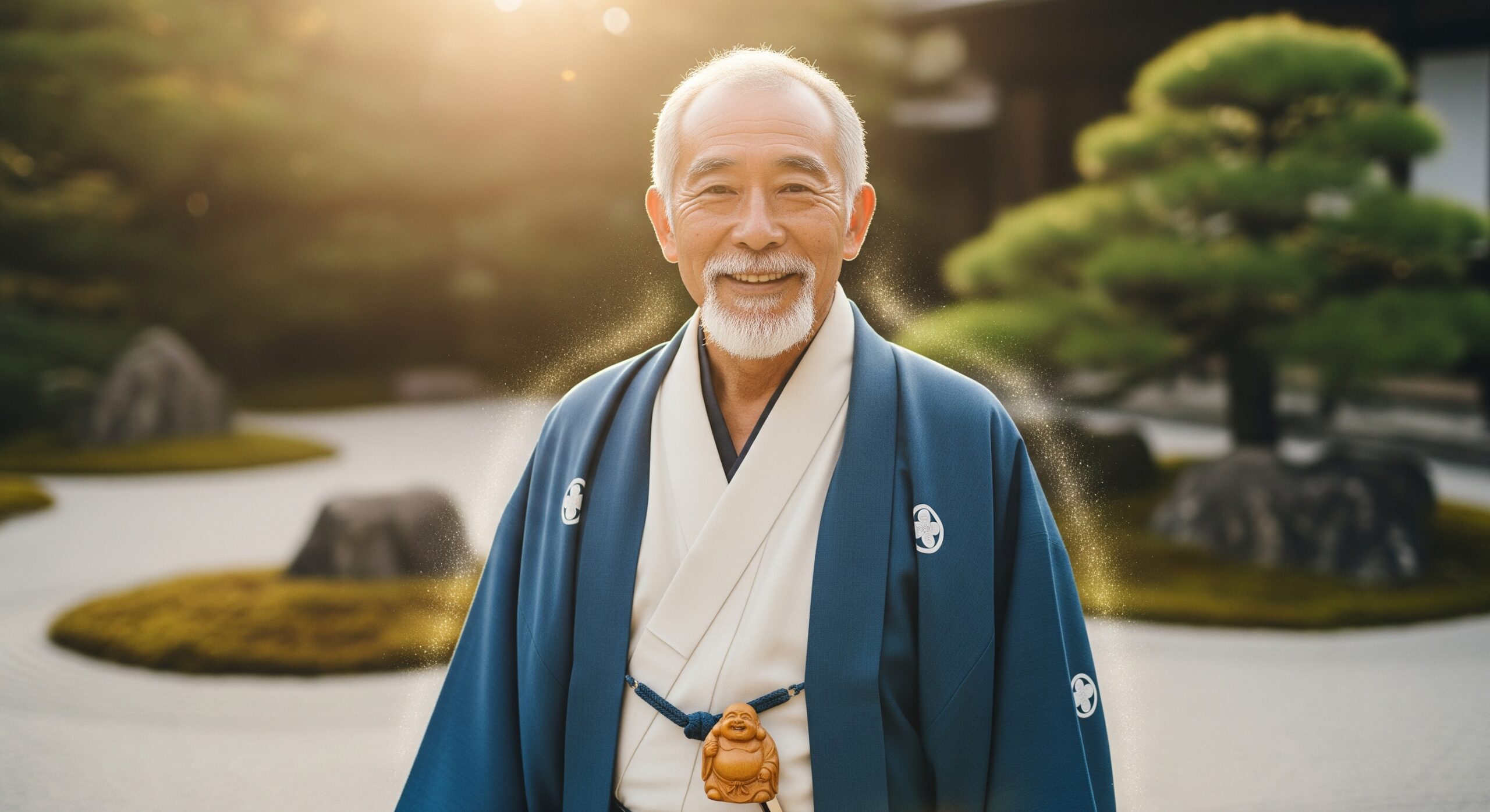 ショックアイ待ち受けは効果ない？という疑問に答える記事のアイキャッチ。運気アップを象徴する、幸運オーラに満ちた男性の画像。