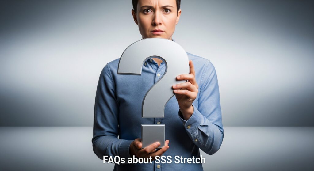 SSSストレッチに関するよくある質問（FAQ）を考える人。疑問を解決したいという姿勢を表現した画像。