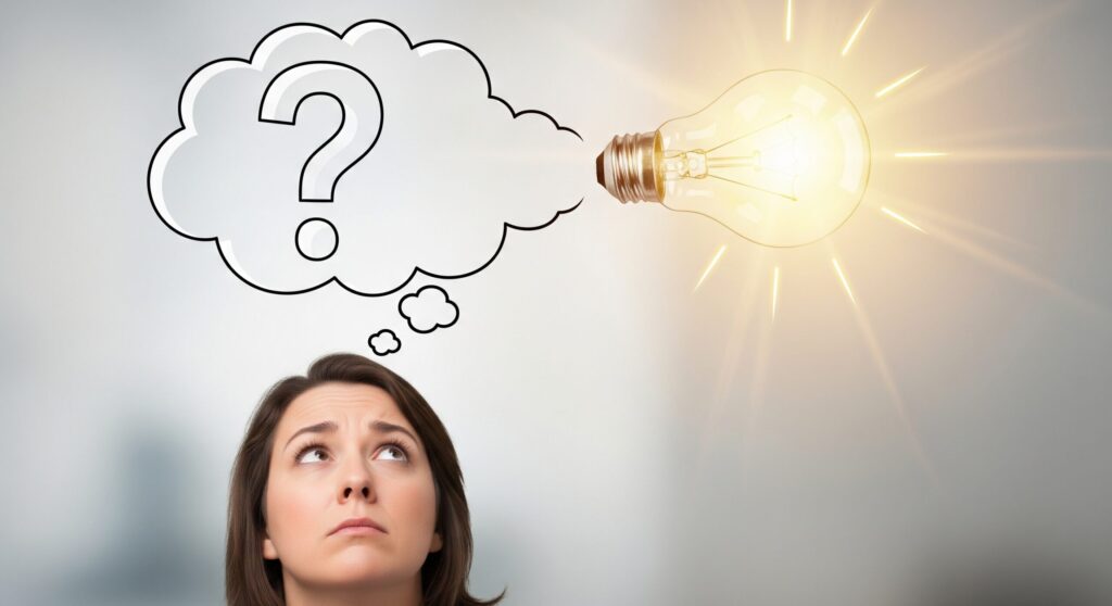 「養宝珠は効果ない？」といった、よくある質問（Q&A）が解決するイメージ。疑問のハテナマークが電球に変わるイラスト。