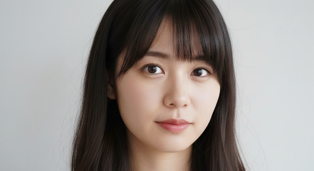 ikewaki chizuru danna faq 正面を見据える真剣な表情の女性。池脇千鶴に関する「よくある質問」に回答するセクションの画像。